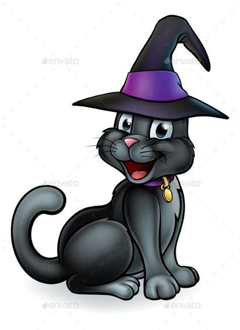 Black cat witch cartoon